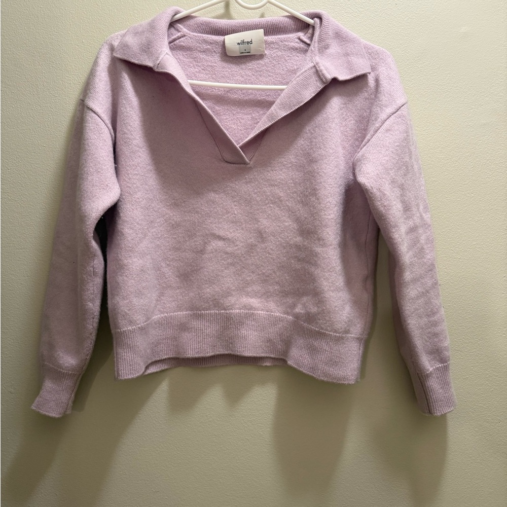 Wilfred Lavender Merino Wool Polo Sweater